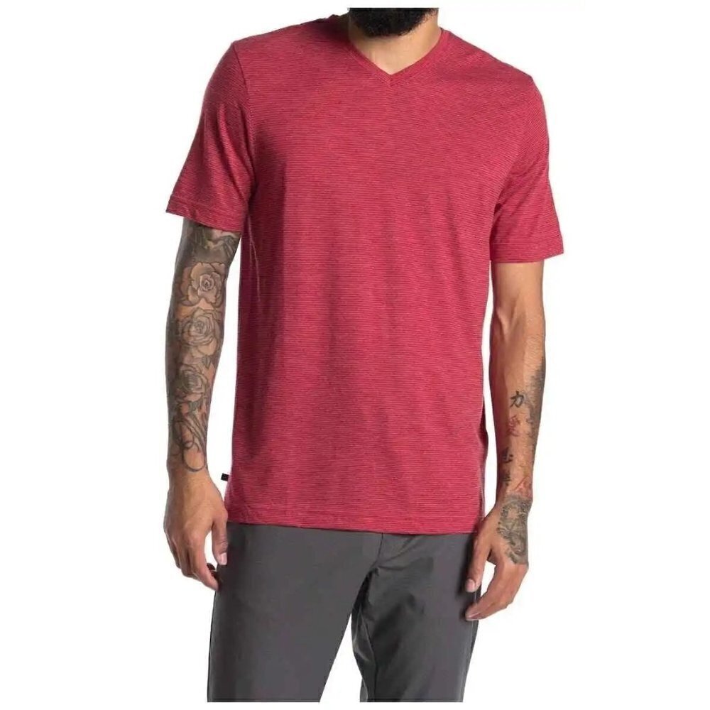 Travis Mathew Trumbull V-neck T-shirt Heather Red Mens Size Large